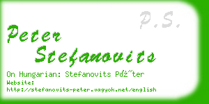 peter stefanovits business card